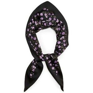 Steve Madden NWT Floral Print Matte Satin Kite Scarf Black Floral One Size New